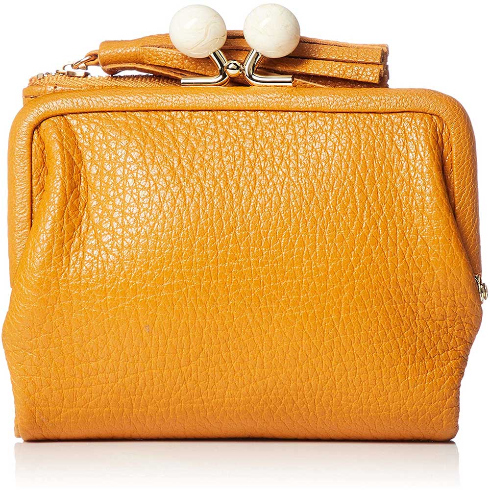 [dva] ゴートレザーがま口二つ折り財布 からし